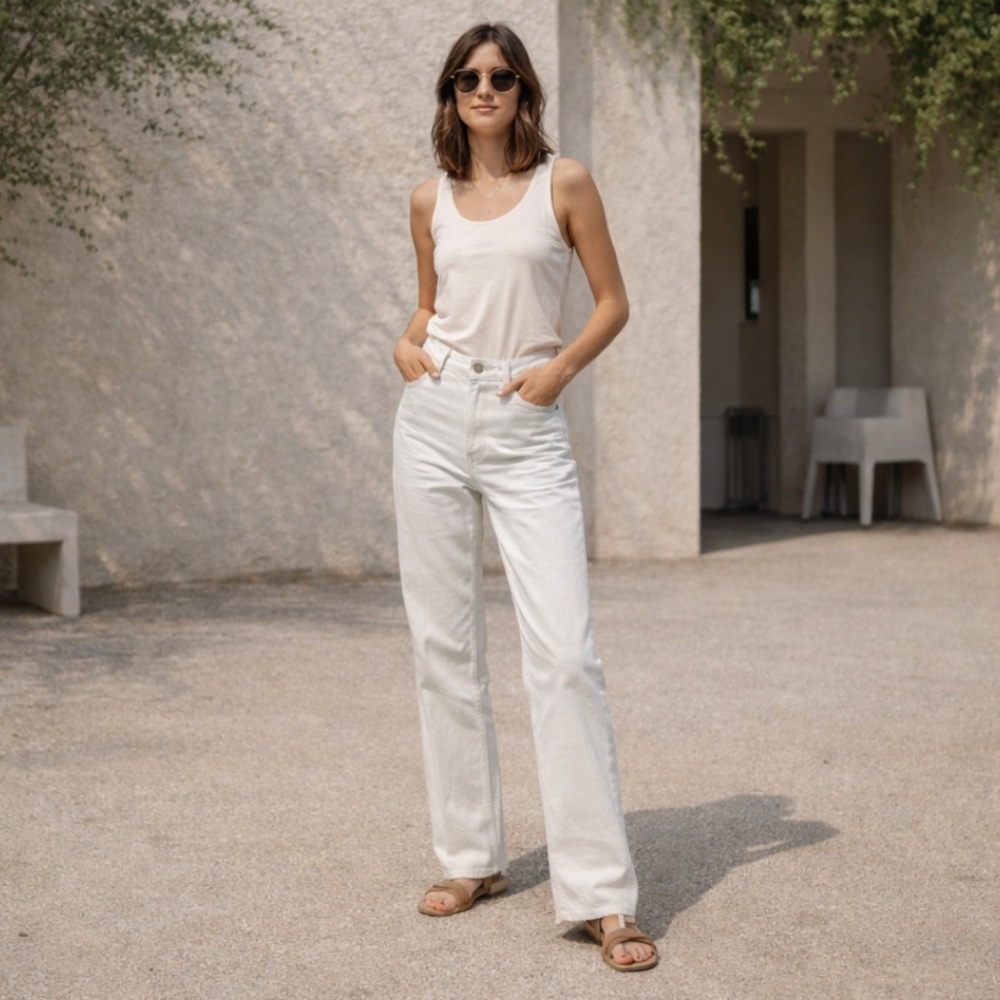 American Eagle 90s Straight White Jeans Comfort Stretch High Rise 20 Minimalist